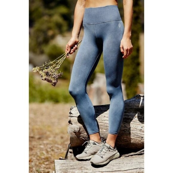 Free People Movement High-Rise 7/8 Length Good Karma Leggings in Blue Spruce - Picture 3 of 11